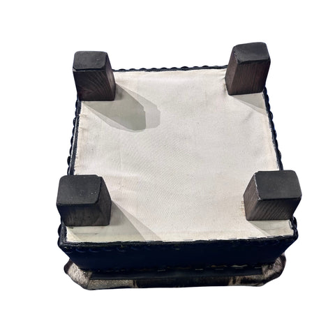 Real Zebra Skin Ottoman Cube 9 H X 13 X 13" Zebra Skin Hair-on Foot Stool