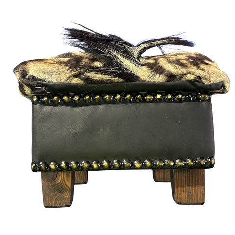 Real Zebra Skin Ottoman Cube 9 H X 13 X 13" Zebra Skin Hair-on Foot Stool