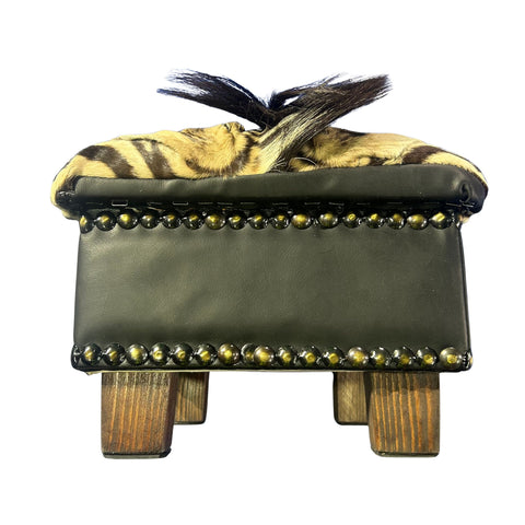 Real Zebra Skin Ottoman Cube 9 H X 13 X 13" Zebra Skin Hair-on Foot Stool