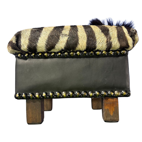 Real Zebra Skin Ottoman Cube 9 H X 13 X 13" Zebra Skin Hair-on Foot Stool