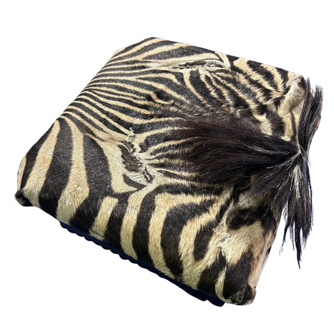 Real Zebra Skin Ottoman Cube 9 H X 13 X 13" Zebra Skin Hair-on Foot Stool