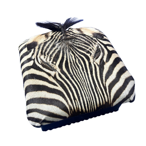 Real Zebra Skin Ottoman Cube 9 H X 13 X 13" Zebra Skin Hair-on Foot Stool
