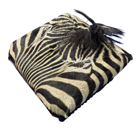 Real Zebra Skin Ottoman Cube 9 H X 13 X 13" Zebra Skin Hair-on Foot Stool