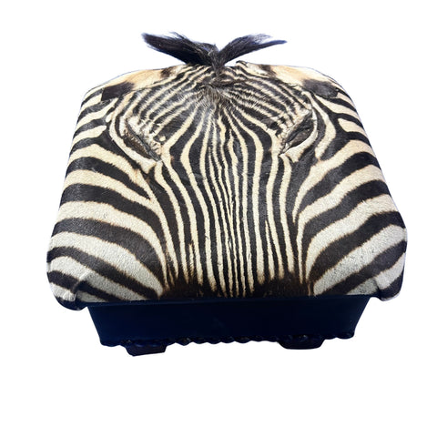 Real Zebra Skin Ottoman Cube 9 H X 13 X 13" Zebra Skin Hair-on Foot Stool