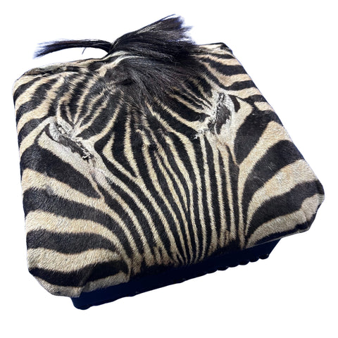 Real Zebra Skin Ottoman Cube 9 H X 13 X 13" Zebra Skin Hair-on Foot Stool