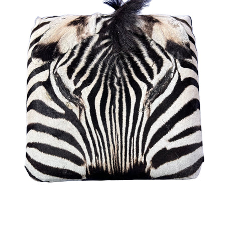 Real Zebra Skin Ottoman Cube 9 H X 13 X 13" Zebra Skin Hair-on Foot Stool