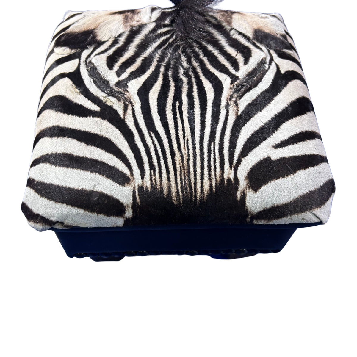 Real Zebra Skin Ottoman Cube 9 H X 13 X 13" Zebra Skin Hair-on Foot Stool