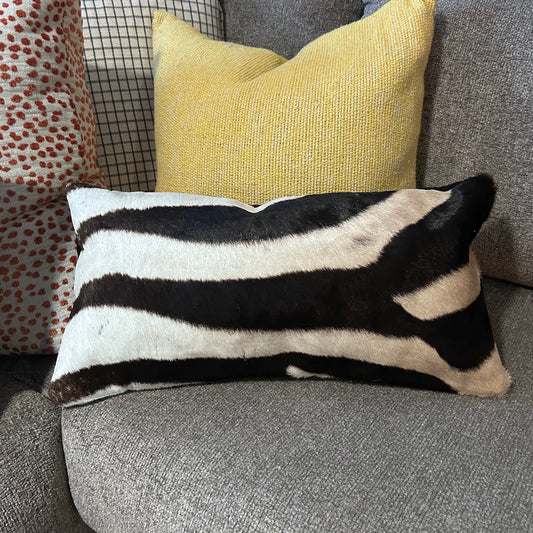 Zebra Skin Pillow Cover 10X19" # 24 - Real Zebra Hide Pillow Cover