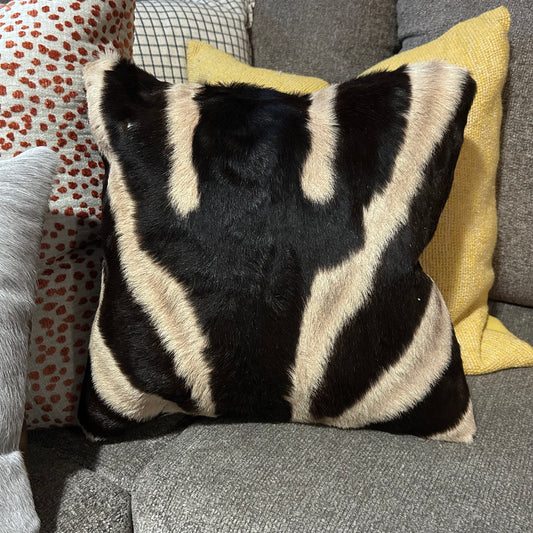 Zebra Skin Pillow cover 17X17" # 25 Real Zebra Hide Cushion Cover one small scar