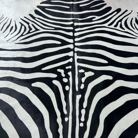 African Zebra Print Cowhide Rug (awesome quality) Size: 7x6.5 feet Z-202