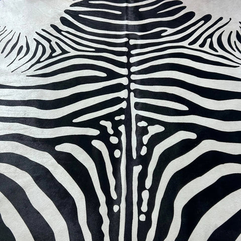 African Zebra Print Cowhide Rug (awesome quality) Size: 7x6.5 feet Z-202
