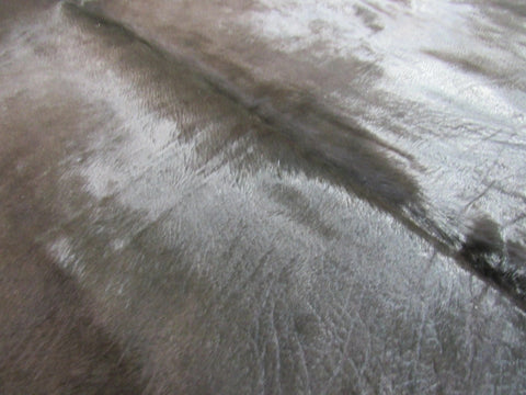 Dyed Brown Cowhide Rug (has 2 patches but has shiny hair) 7.5x7.5 feet C-1348