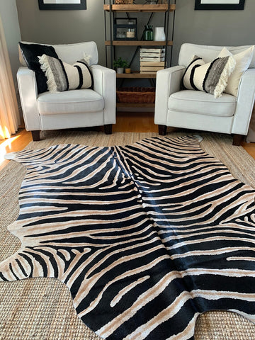 Genuine Zebra Print Cowhide Rug Average Size: 7X6 feet