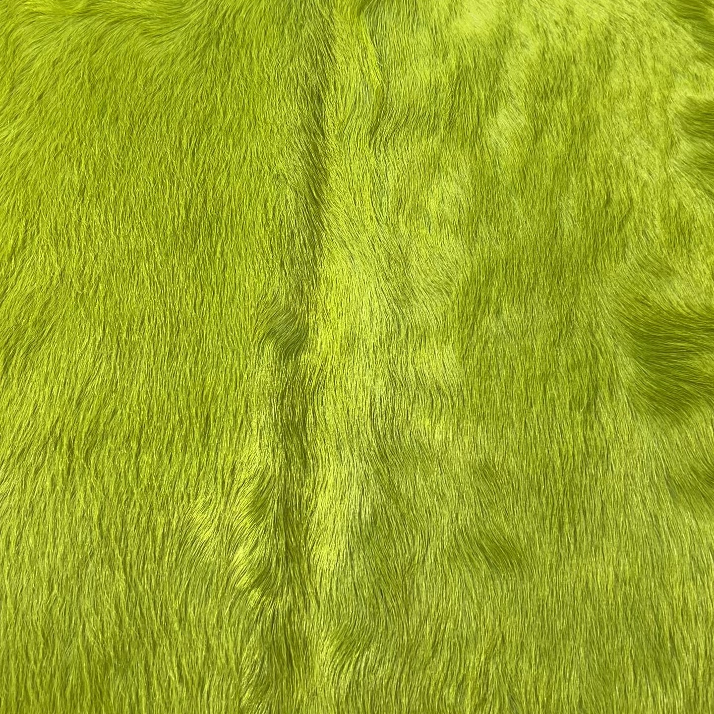 Dyed Lime Green Cowhide Rug (long hair/ gorgeous healthy hair) Size: 7.5x6.5 feet D-502