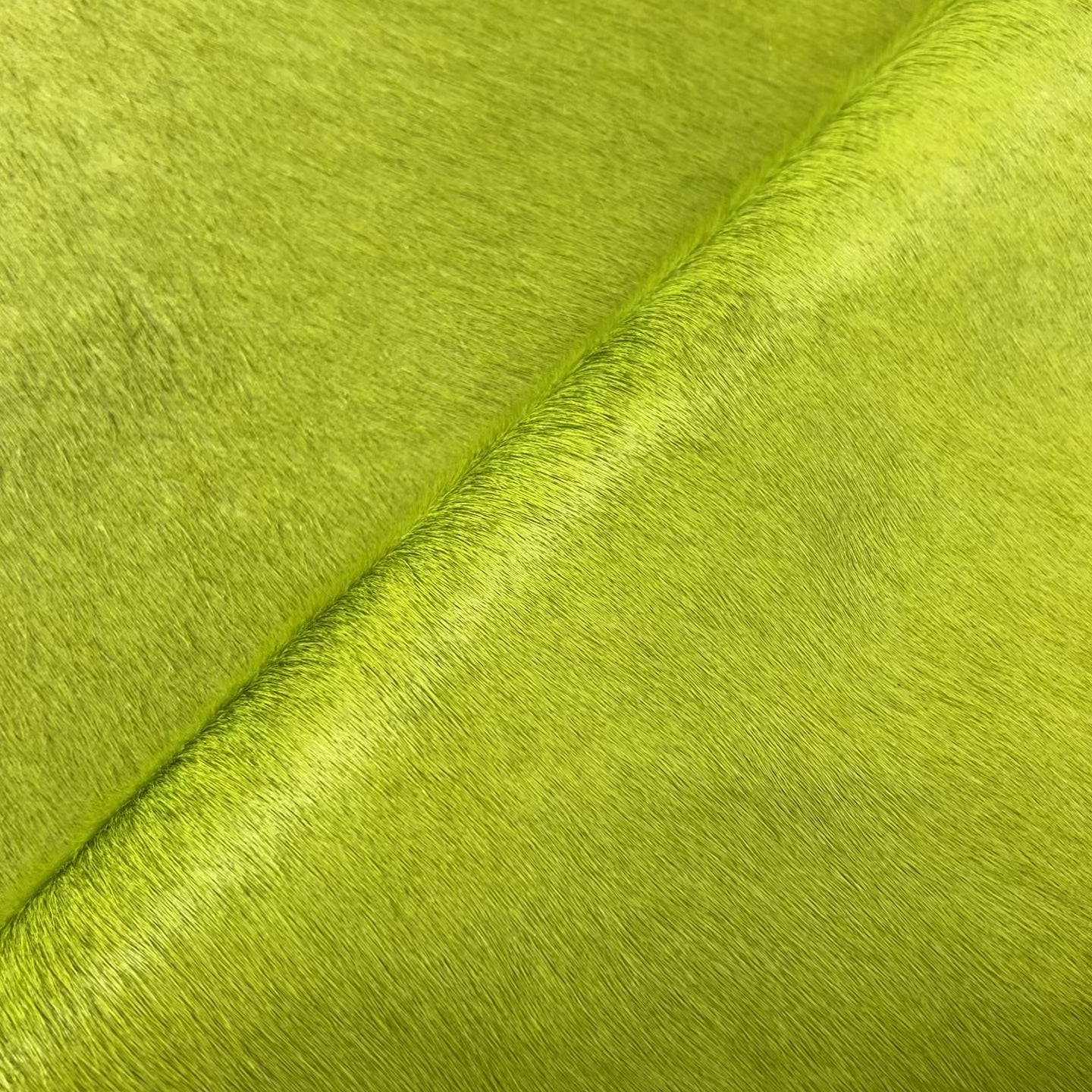 Dyed Lime Green Cowhide Rug (short hair/ gorgeous florescent) Size: 7x6.5 feet D-503