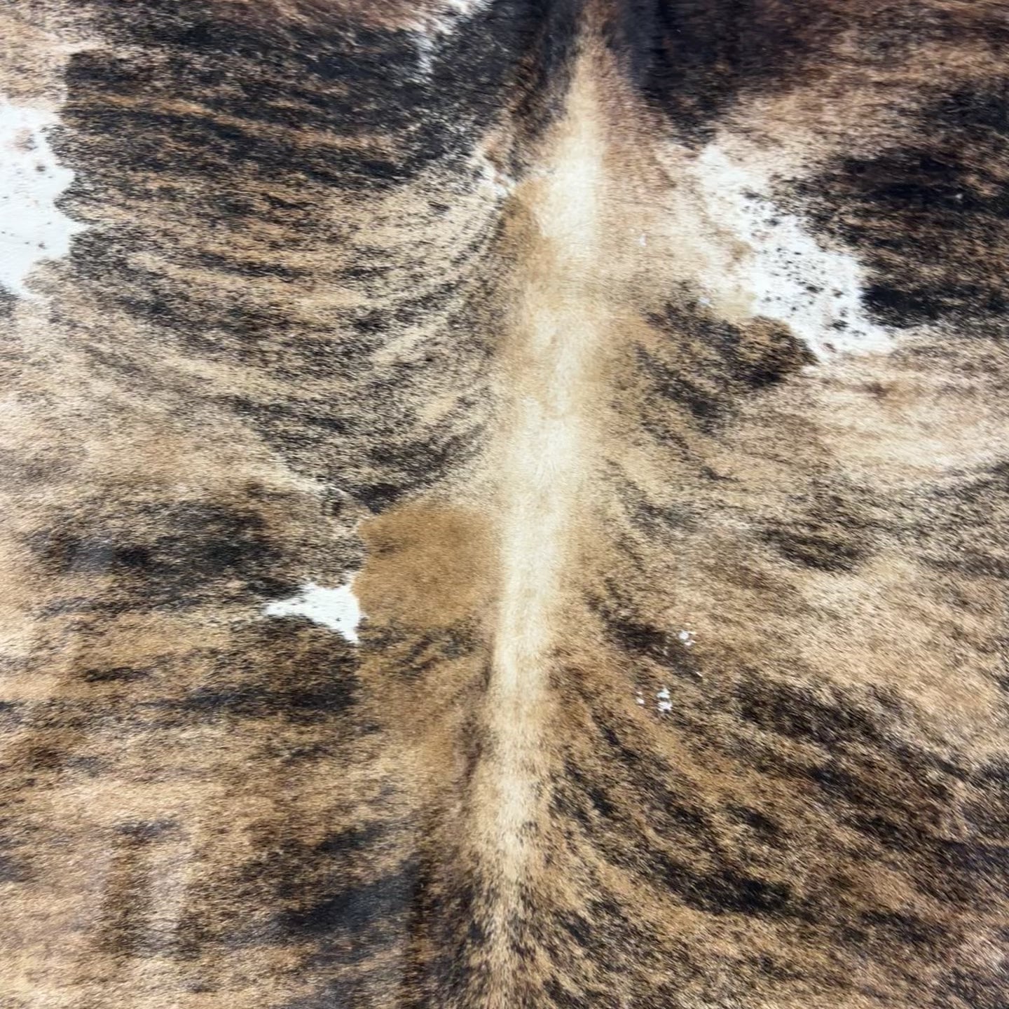 Brown and Beige Tricolor Cowhide Rug Size: 7x6.5 feet Z-060