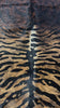 Siberian Tiger Print Cowhide Rug on Brindle Background Size: 8x7 feet D-198