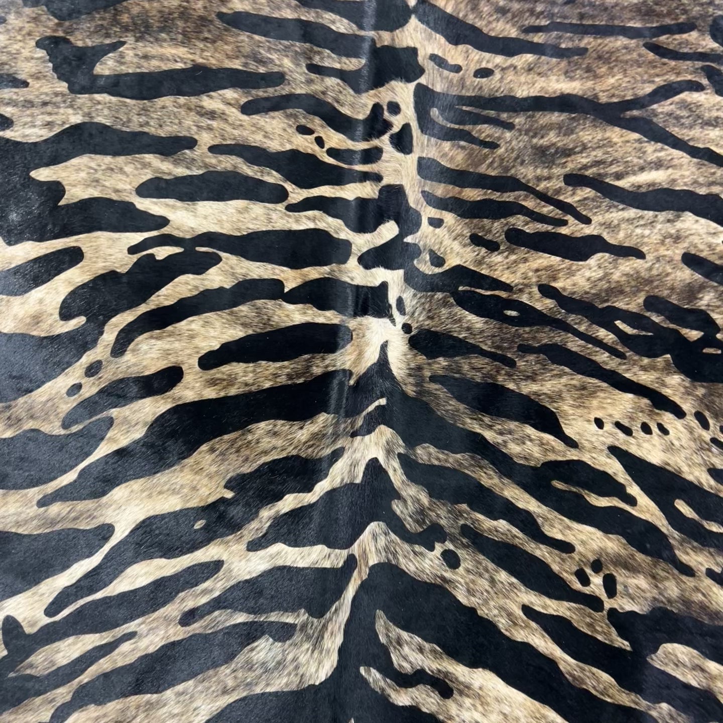 Tiger Brindle Cowhide Rug Size: 7x6.5 feet Y-081