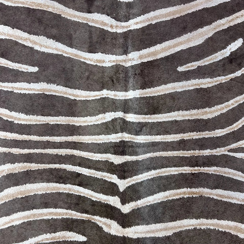 Genuine Zebra Cowhide Rug (faded / has a small hole) Size: 8x6.5 feet Z-115