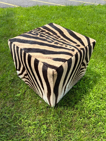 Real Zebra Ottoman Cube 18 H X 20 X 20" Zebra Skin Hair-on Ottoman # 2