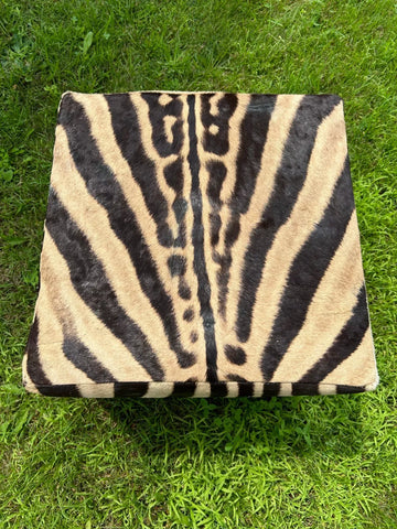 Real Zebra Ottoman Cube 18 H X 20 X 20" Zebra Skin Hair-on Ottoman # 2