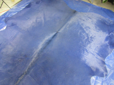 Dyed Dark Blue Cowhide Rug Size: 7.2x7.7 feet K-274