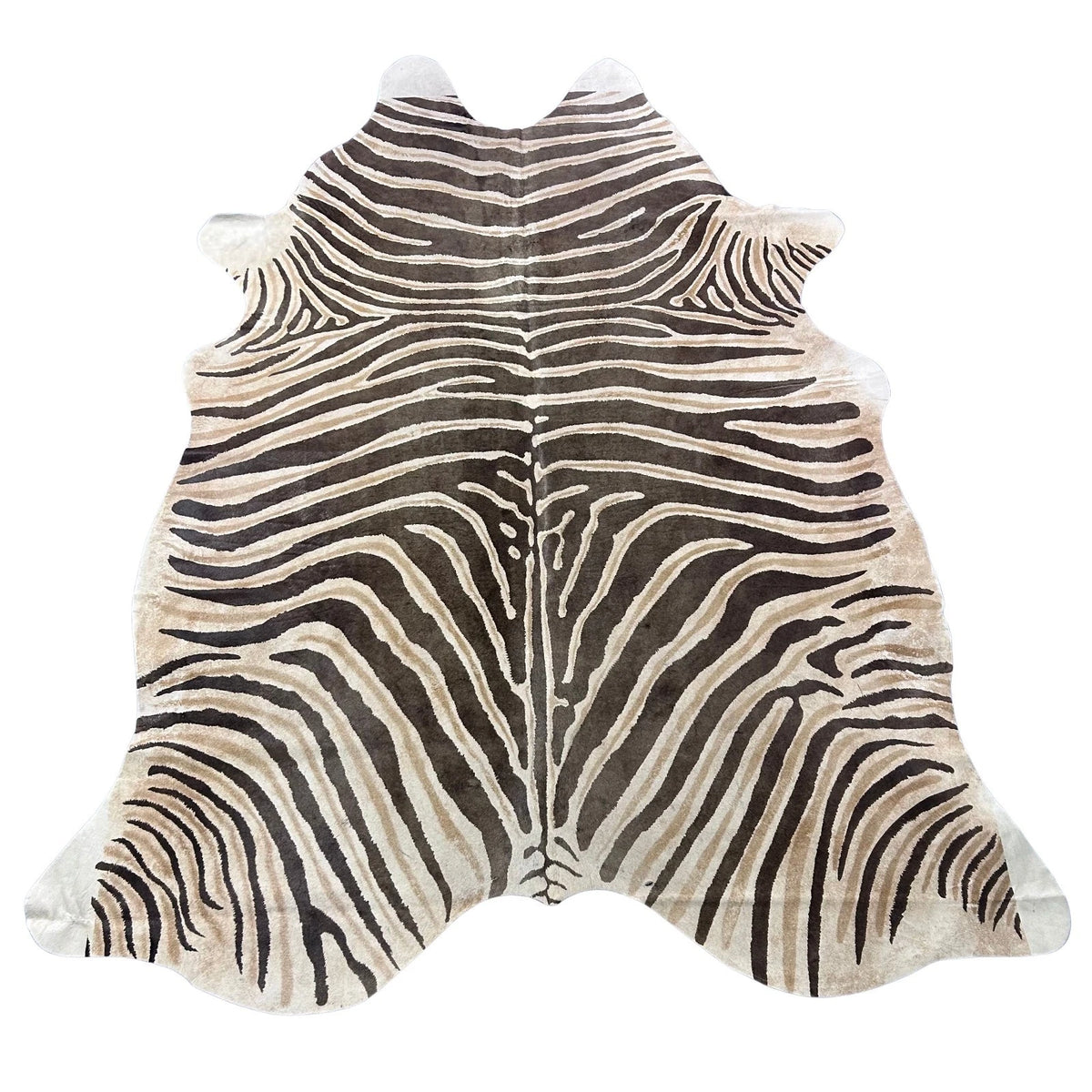 Genuine Zebra Cowhide Rug (faded / has a small hole) Size: 8x6.5 feet Z-115