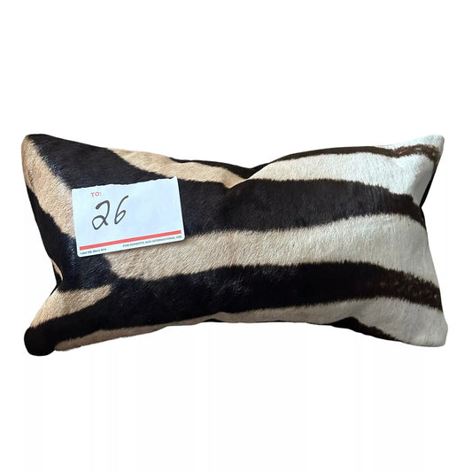 Zebra Skin Pillow Cover 10X19" # 26 - Real Zebra Hide Pillow Cover
