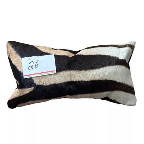 Zebra Skin Pillow Cover 10X19" # 26 - Real Zebra Hide Pillow Cover