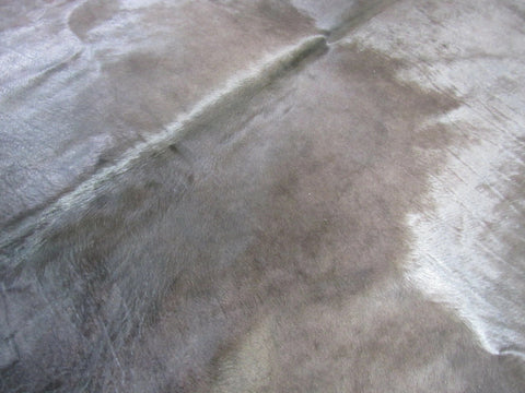 Dyed Brown Cowhide Rug (has 2 patches but has shiny hair) 7.5x7.5 feet C-1348