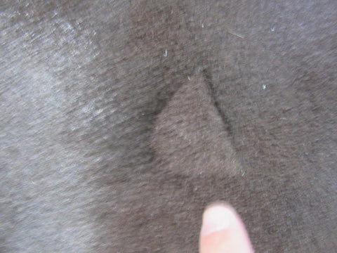 Dyed Brown Cowhide Rug (has 2 patches but has shiny hair) 7.5x7.5 feet C-1348