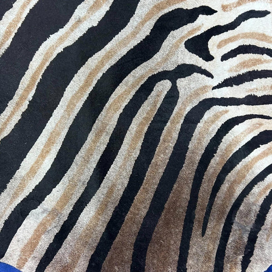Genuine Zebra Print Cowhide Rug (beige background) Size: 7x6 feet Z-326