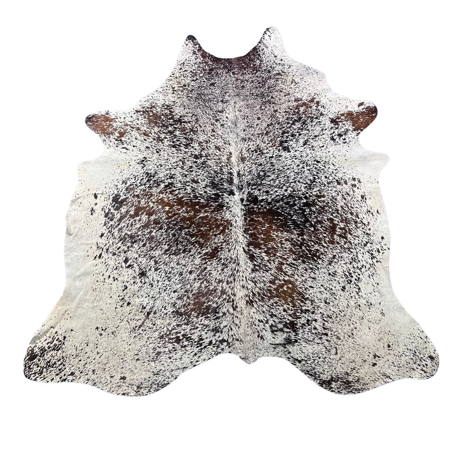 Brown and White Speckled Cowhide Rug (gorgeous!) Size: 7x6 feet Y-207