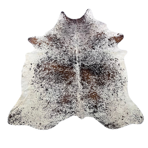 Brown and White Speckled Cowhide Rug (gorgeous!) Size: 7x6 feet Y-207