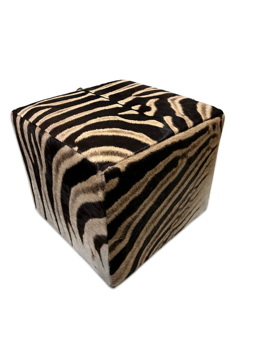3rd Real Zebra Skin Cube Ottoman 18 X 20 X 20