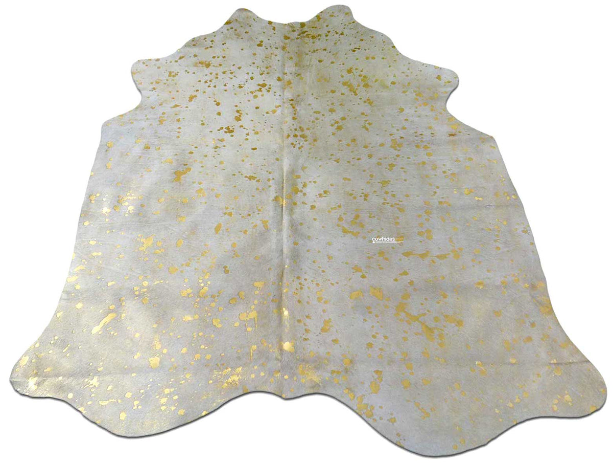 Gold Metallic Cowhide Rug Approximate Size: 5' X 5' Gold Metallic Cowhides