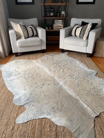 Silver Cowhide Rug Size: Average 7 1/2 X 7' Light Beige/Silver Acid Washed Cowhide Rug