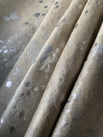 Silver Cowhide Rug Size: Average 7 1/2 X 7' Light Beige/Silver Acid Washed Cowhide Rug