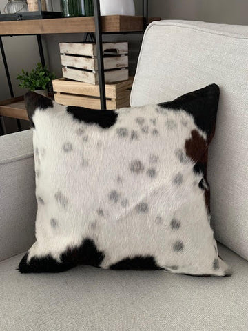 Speckled Tricolor Cowhide Pillow Cover - Size: 15 in x 15 in
