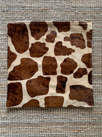 Giraffe Print Cowhide Pillow Cover Size: 19"X 19"