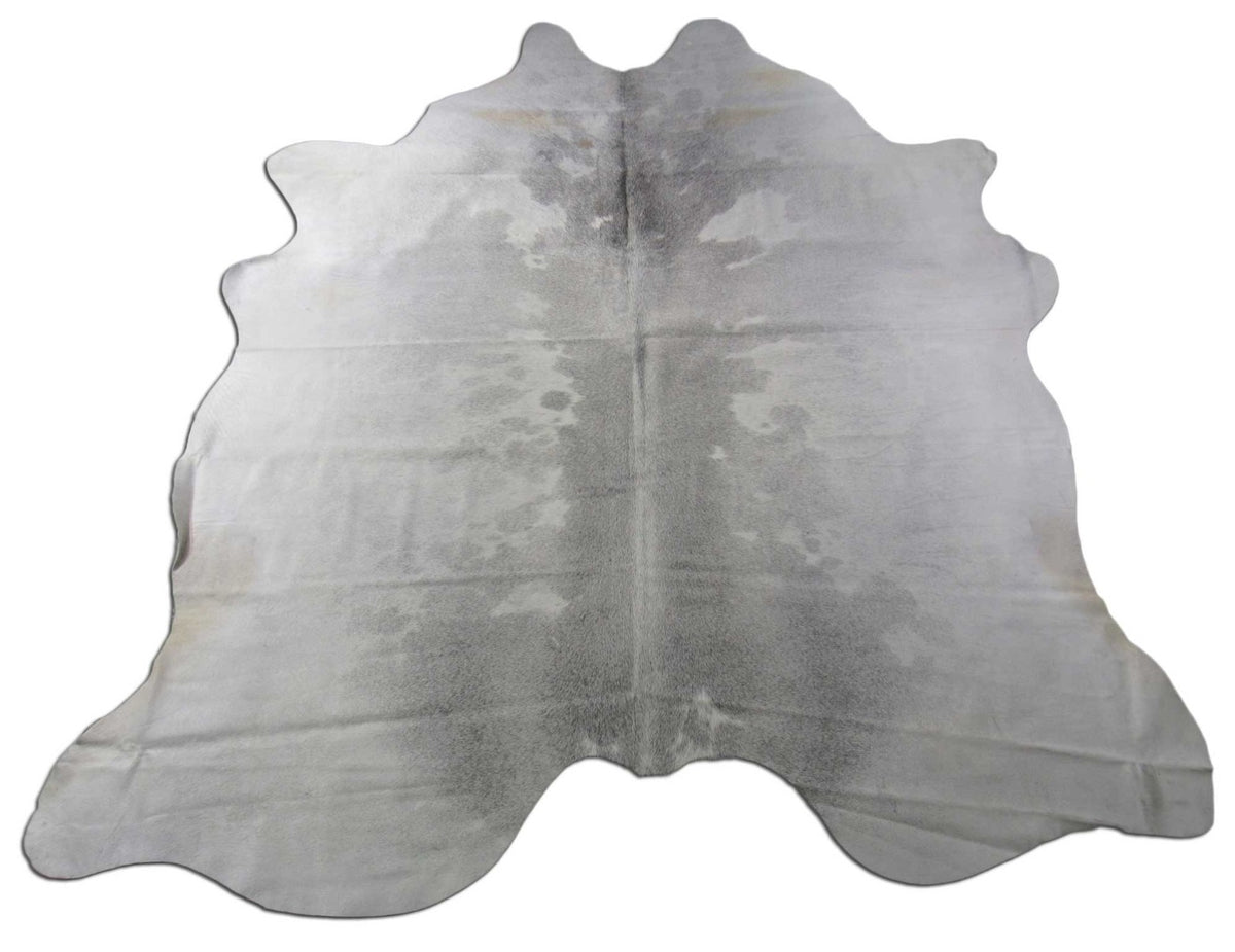 Grey & White Cowhide Rug (some natural beige lines in the neck) Size: 8x7 1/4 feet A-1880