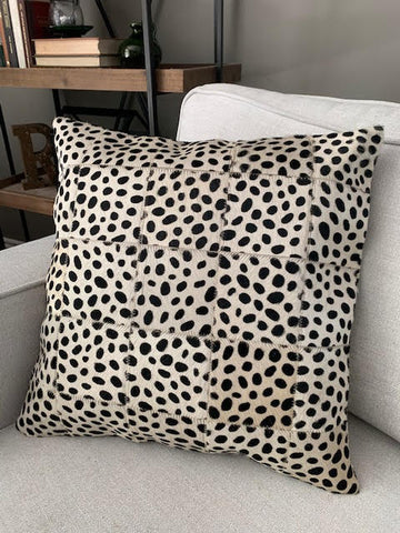 Mini Squares Cheetah Print Cowhide Cushion Cover - Size: 19 in x 19 in A-2076