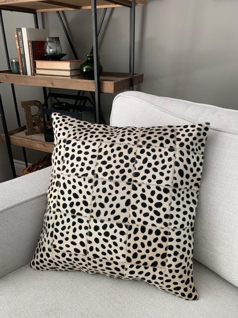 Mini Squares Cheetah Print Cowhide Cushion Cover - Size: 19 in x 19 in A-2076