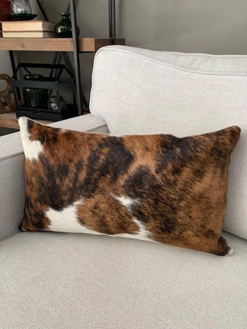 Tricolor Lumbar Cowhide Pillow Cover - Size: 22 in x 13 in A-2080