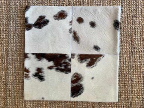 4 Squares Tricolor Cowhide Cushion Cover - Size: 19.5 in x 19.5 in A-2083