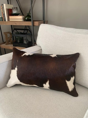 Tricolor Lumbar Cowhide Pillow Cover - Size: 21.5 in x 13 in A-2097