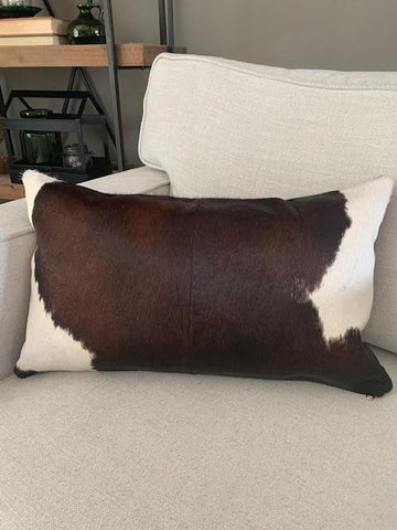 Tricolor Lumbar Cowhide Pillow Cover - Size: 21.5 in x 13 in A-2097