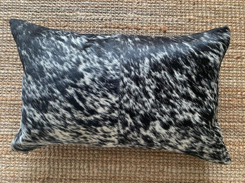Salt & Pepper Black and White Lumbar Cowhide Cushion Cover - Size: 21.5 in x 13 in A-2098