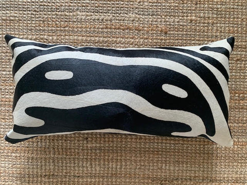 Zebra Print Lumbar Cowhide Cushion Cover - Size: 23.5 in x 12 in A-2101
