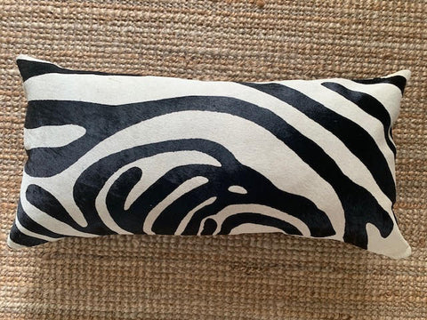 Zebra Print Lumbar Cowhide Cushion Cover - Size: 23.5 in x 12 in A-2101